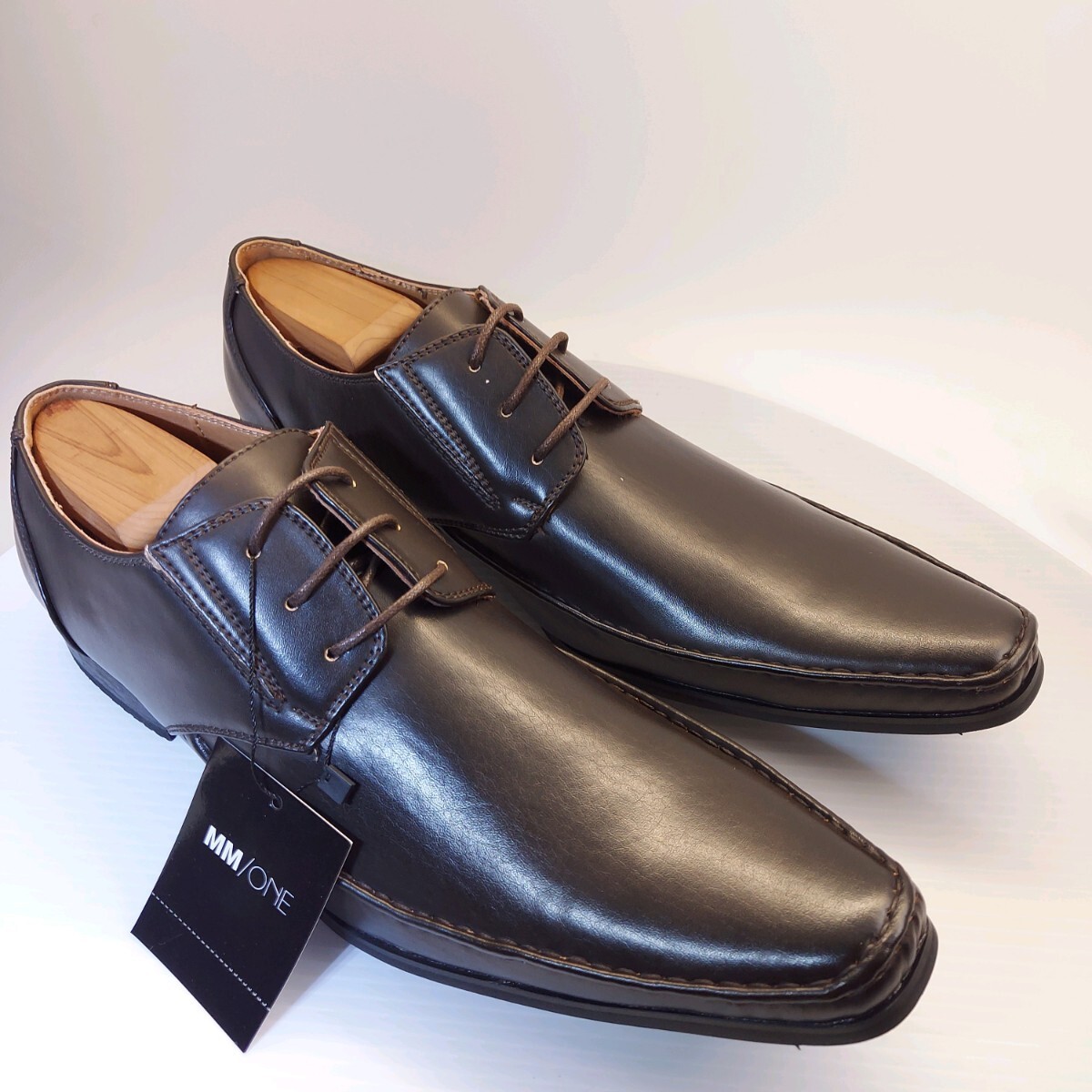 A1151 MM/ONE エムエムワン ロングノーズ ビジネスシューズ 紳士靴 ブラウン系 27.0cmの画像2