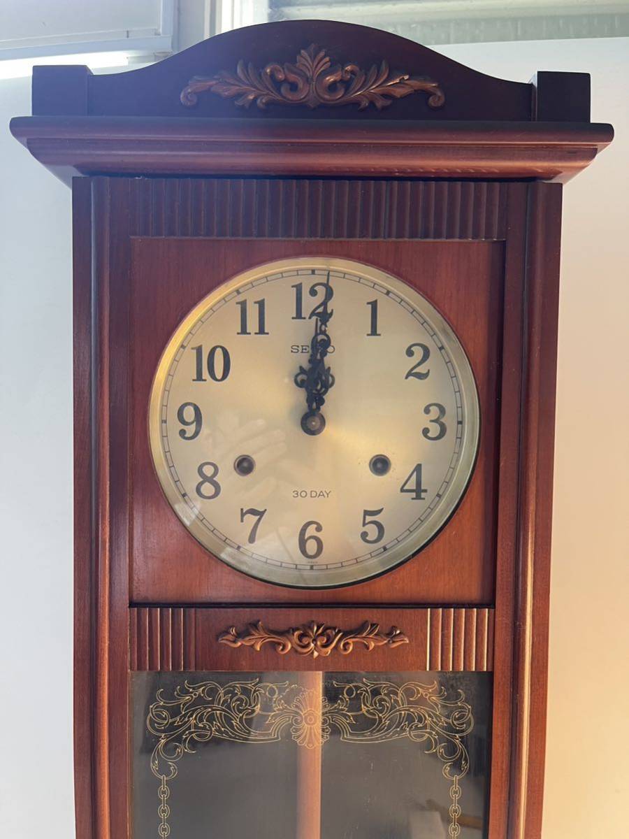 動作確認済 SEIKO 柱時計 PA 606 振り子時計 昭和レトロ アンティーク 古時計 掛け時計 掛時計 ボンボン時計 AICHI セイコー ビンテージの画像2