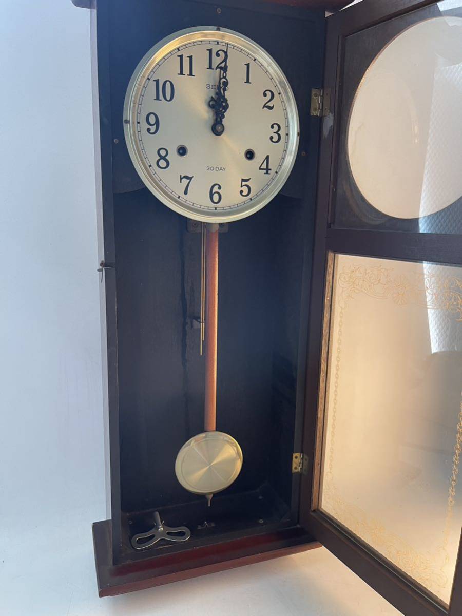動作確認済 SEIKO 柱時計 PA 606 振り子時計 昭和レトロ アンティーク 古時計 掛け時計 掛時計 ボンボン時計 AICHI セイコー ビンテージの画像4