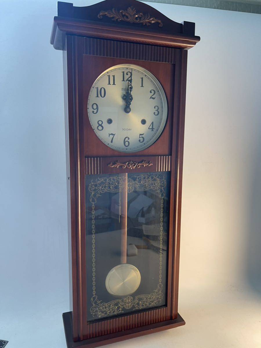 動作確認済 SEIKO 柱時計 PA 606 振り子時計 昭和レトロ アンティーク 古時計 掛け時計 掛時計 ボンボン時計 AICHI セイコー ビンテージの画像1