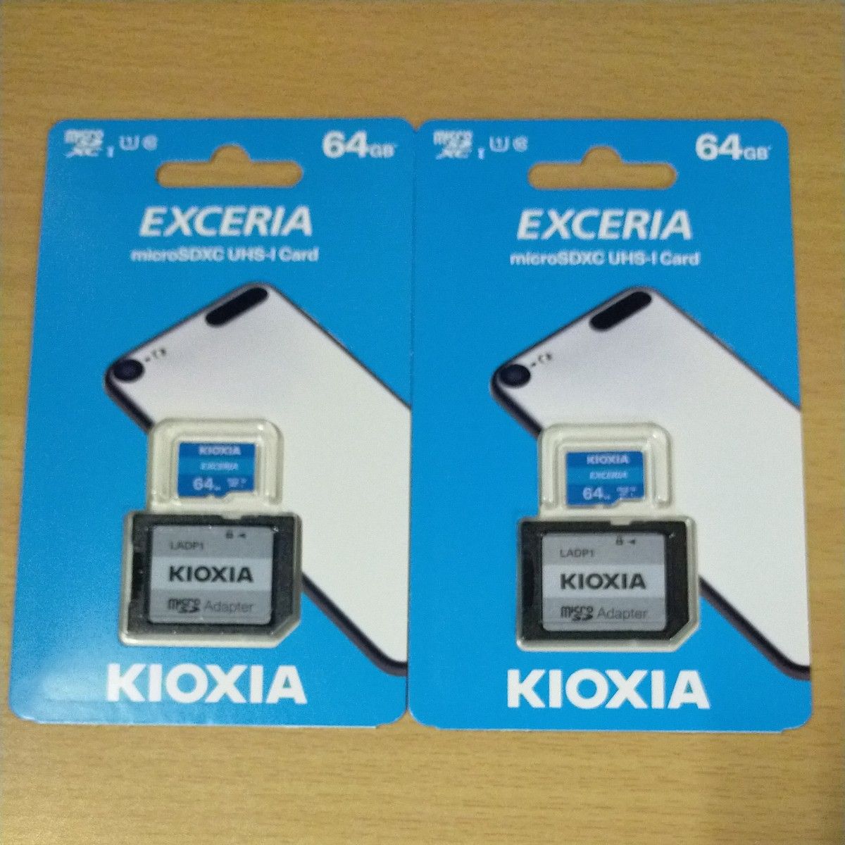 【未開封新品2個セット】マイクロSDカード 64GB キオクシア 変換アダプタ付 海外パッケージ KIOXIA 旧東芝 