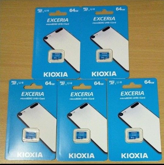 【新品5個セット】マイクロSDカード 64GB キオクシア 海外パッケージ KIOXIA microSDカード 旧東芝