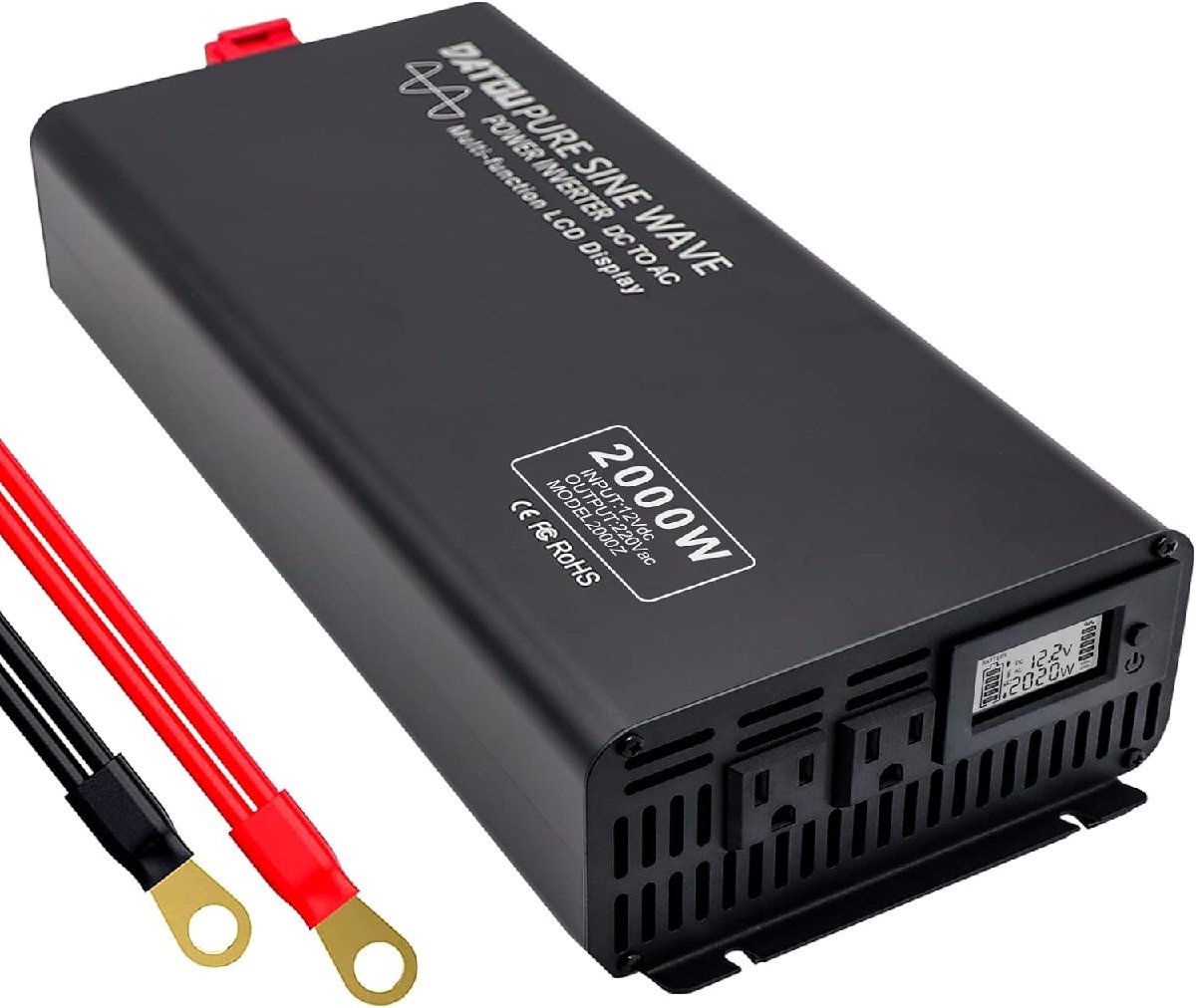 インバーター 2000W 正弦波 12V DC~110V AC ピーク 4000W LCD液晶ディスプレイ カーインバーター デュアルACソケット インバーター 12v