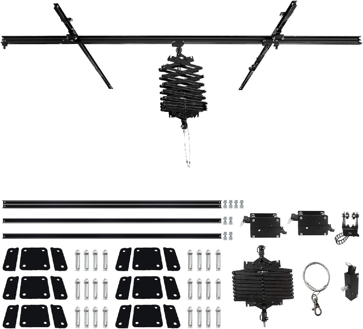 写真照明パンタグラフ スタジオ天井レールシステムコンプリートキット スタジオ照明サポートレールシステム 43-200cm 2.0M x 2.0M_画像1