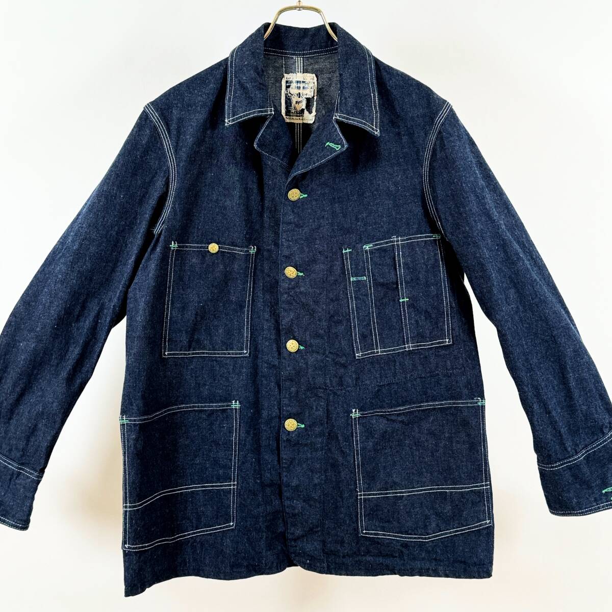 希少《 真紺(1Wash / Size 40 》40s50s 極上品【 OSHKOSH B'GOSH オシュコシュ 首振りボタン ビンテージ インディゴ デニム カバーオール】_画像10