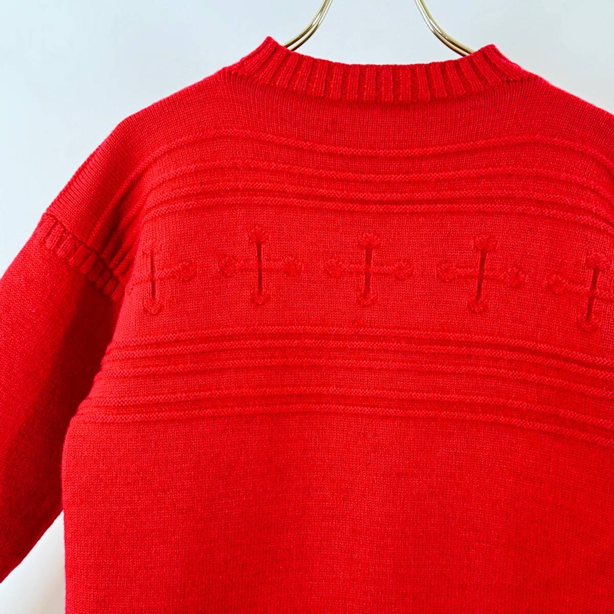 希少《 Good Condition / Old Tag 》60s 70s 美品【 GUERNSEY KNITWEAR 旧タグ ビンテージ 赤 クロス ガンジーセーター 英国製 】