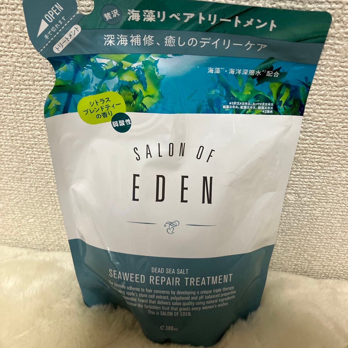 サロンオブエデン　塩ジュレシャンプー&海藻リペアトリートメント　380ml 詰め替え用セット