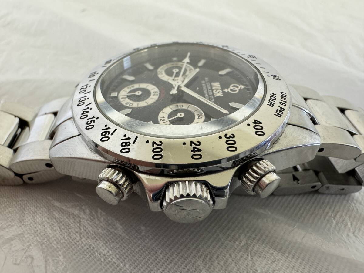 MUSK　ムスク　クォーツ腕時計 ２点セット　アルミニウム/MA-2144　ステンレス/MM-2142　クロノグラフ　メンズ_画像7