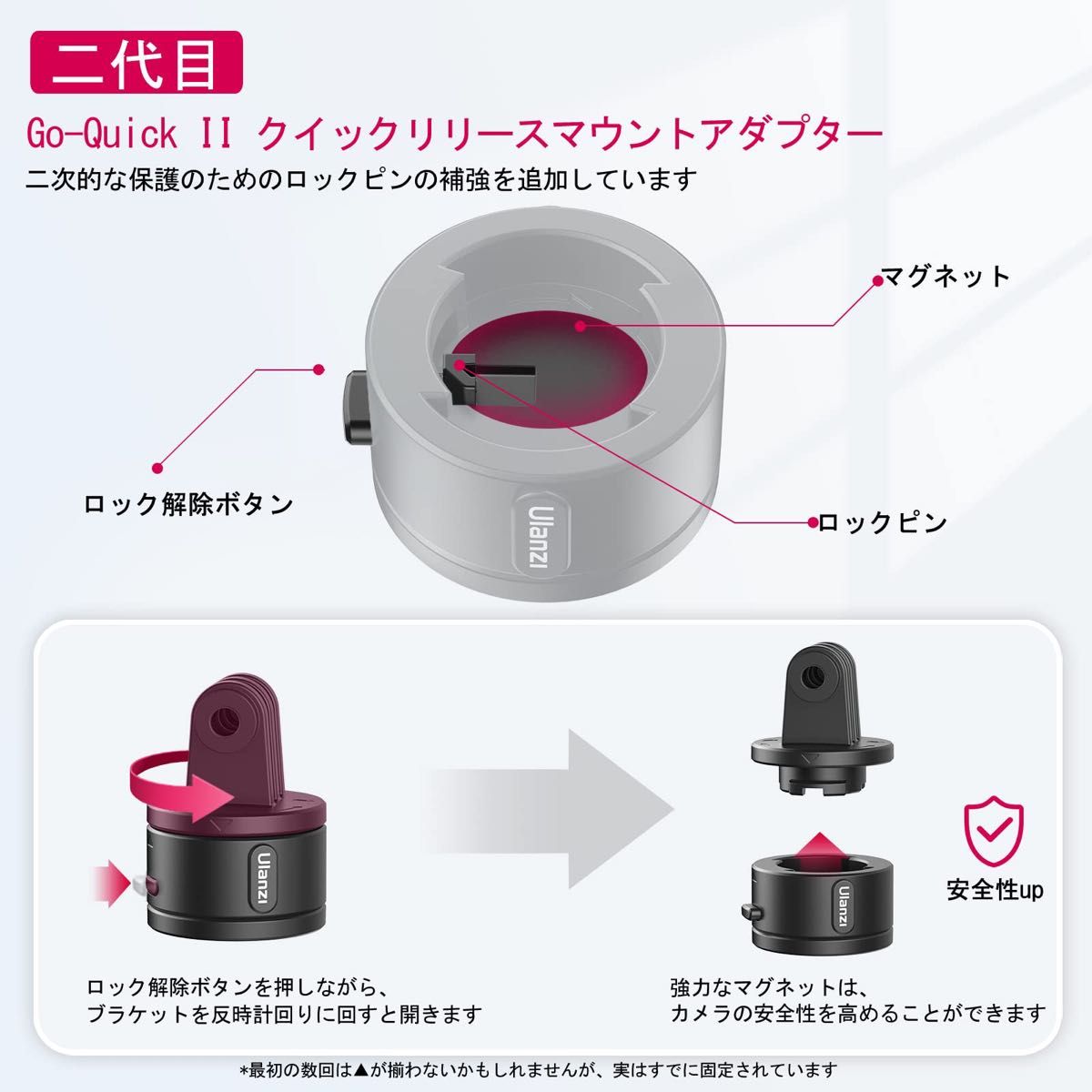 Gopro用 アクションカメラアクセサリー 三脚 自撮り棒 マグネット 簡単取付 Ulanzi Go-Quick II 