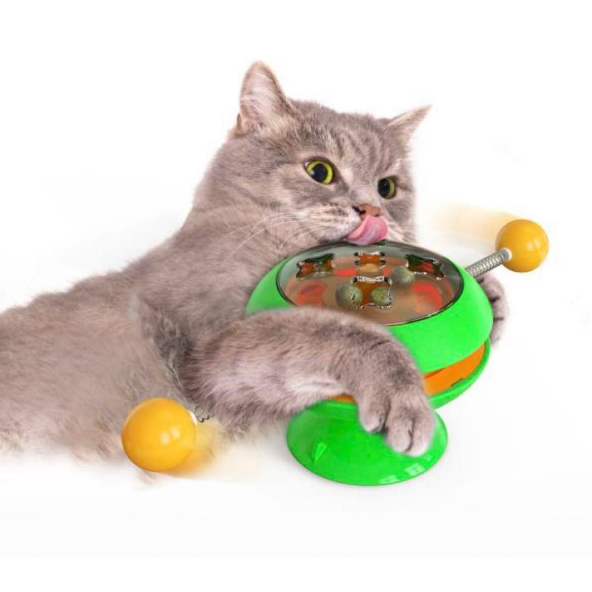 猫のおもちゃ ターンテーブル+猫じゃらしスティック+キャットニップボール 吸盤付