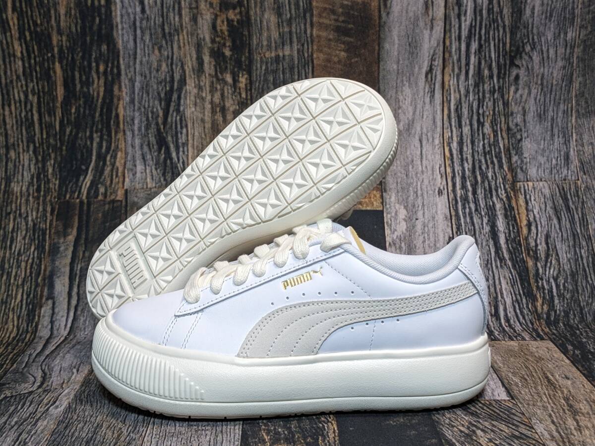 残少 22cm PUMA スウェード マユ レザー ウィメンズ 検 厚底 本革 スニーカー レディース WMNS WNS アイボリー/クリーム/ホワイト/白_画像1