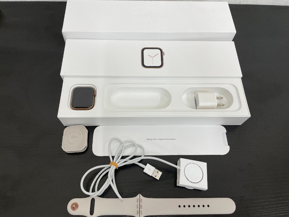 ★1円スタート★ 中古 Apple Watch Series 4 GPS+Cellularモデル 40mm MTVN2J/A A2007 ゴールド スポーツバンドの画像1