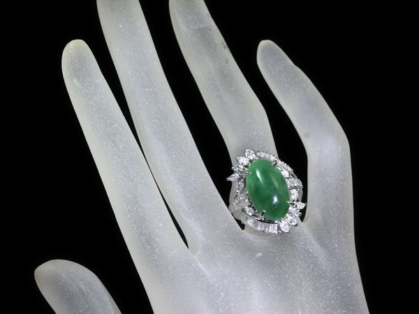 IIM10955SS【1円～】新品【RK宝石】≪Jade≫ 樹脂含侵なし!! 天然翡翠 特大7.81ct!! 極上ダイヤモンド 1.175ct Pt900 超高級リング ヒスイの画像6