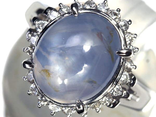 OU11133D【1円～】新品仕上【RK宝石】《Star Sapphire》上質非加熱スターサファイア 大粒10.1ct 極上ダイヤモンド Pt900 高級リング ダイヤの画像3