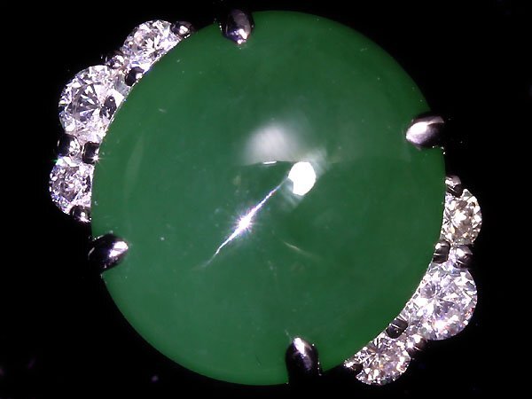 MU11090T【1円～】新品【RK宝石】≪Jade≫ 樹脂含侵なし!! 天然翡翠 大粒6.72ct!! 極上ダイヤモンド Pt900 高級リング ヒスイ ダイヤの画像1