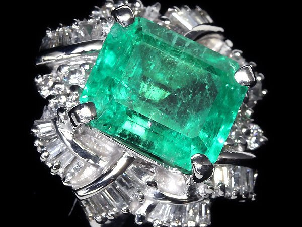 IVG11099T【1円～】新品【RK宝石】≪Emerald≫ 豪華絢爛! 極上エメラルド 特大3.75ct! 極上ダイヤモンド 0.75ct Pt900 超高級リング ダイヤの画像2