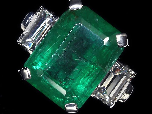 GR10874S【1円～】新品【RK宝石】≪Emerald≫ 濃厚カラー!! 天然エメラルド 特大4.1ct 極上ダイヤモンド 0.56ct Pt900 高級リング ダイヤの画像1