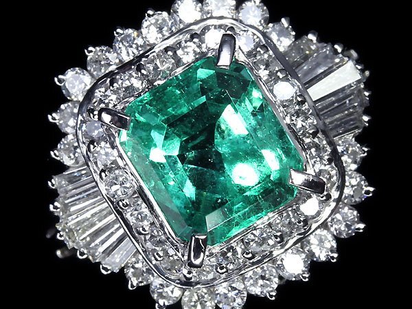 GV11243SS【1円～】新品【RK宝石】≪Emerald≫ 豪華絢爛! 極上エメラルド 大粒1.82ct! 極上ダイヤモンド 0.76ct Pt900 高級リング ダイヤの画像4