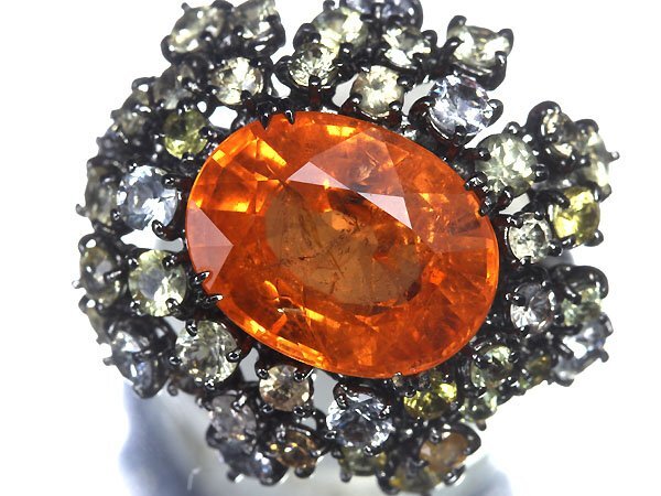 IMM11198I【1円～】新品仕上【RK宝石】極上スペサルティンガーネット 特大10.36ct!! 極上ファンシーカラーサファイア K18WG 超高級リング_画像1