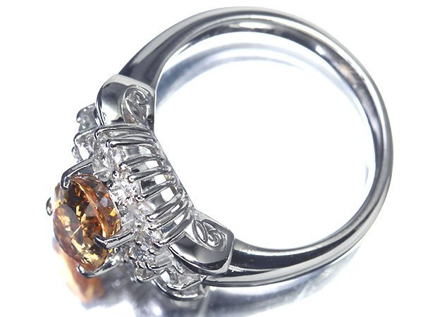 MK11085T【1円～】新品【RK宝石】≪Topaz≫ 極上インペリアルトパーズ 大粒2.18ct!! 極上ダイヤモンド 総計0.75ct Pt900 高級リング ダイヤ_画像3