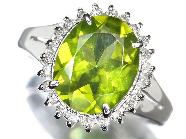 VK11135D【1円～】新品【RK宝石】《Peridot》極上ペリドット 大粒2.58ct!!! 極上ダイヤモンド Pt900 高級リング ダイヤ_画像1