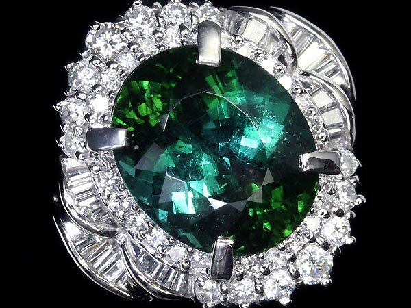 GG11146SS【1円～】新品【RK宝石】≪Tourmaline≫ 極上グリーントルマリン 大粒4.55ct!! 極上ダイヤモンド 0.7ct Pt900 高級リング ダイヤ_画像3