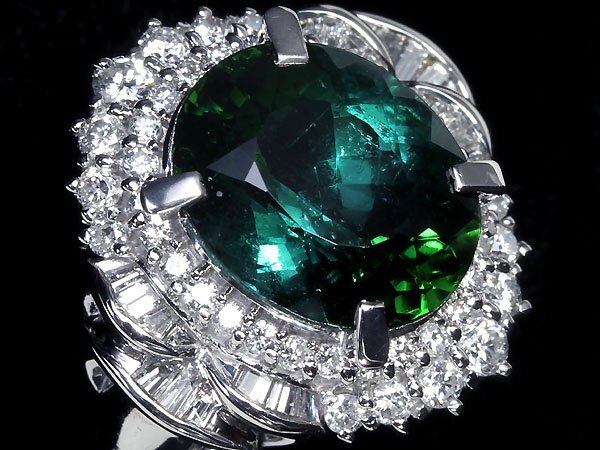 GG11146SS【1円～】新品【RK宝石】≪Tourmaline≫ 極上グリーントルマリン 大粒4.55ct!! 極上ダイヤモンド 0.7ct Pt900 高級リング ダイヤの画像4