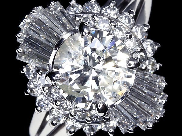IVR11157SS【1円～】新品【RK宝石】《Diamond》上質ダイヤモンド 特大1.095ct 極上脇石ダイヤモンド 総計0.77ct Pt900 超高級リング ダイヤの画像1