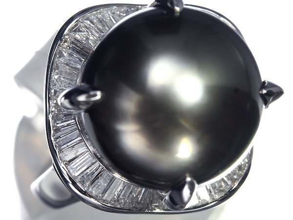 GI11102T【1円～】新品【RK宝石】《Pearl》黒蝶真珠 特大 約14.6ｍｍ珠 極上ダイヤモンド 1.02ct Pt900 高級リング 南洋真珠 パール ダイヤ_画像2