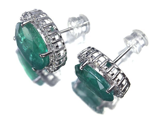 IKL11195I【1円～】新品【RK宝石】≪Emerald≫上質エメラルド 特大3.92ct/3.92ct 極上ダイヤモンド 両耳総計0.92ct K18WG 超高級ピアスの画像3