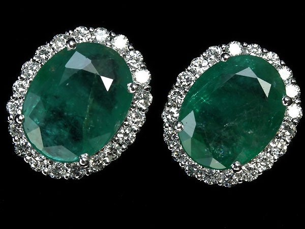 IKL11195I【1円～】新品【RK宝石】≪Emerald≫上質エメラルド 特大3.92ct/3.92ct 極上ダイヤモンド 両耳総計0.92ct K18WG 超高級ピアスの画像1