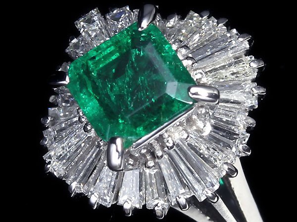 ML11245SS【1円～】新品仕上【RK宝石】≪Emerald≫ 濃厚カラー!! 極上エメラルド 0.65ct 極上ダイヤモンド 0.6ct Pt900 高級リング ダイヤの画像2