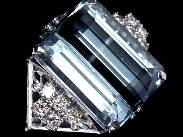 RK11235SS【1円～】新品【RK宝石】≪Aquamarine≫ 美しいテリ艶! 極上アクアマリン 特大14.43ct! 極上ダイヤモンドPt900 高級リング ダイヤの画像4