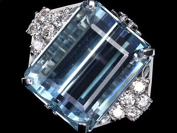 RK11235SS【1円～】新品【RK宝石】≪Aquamarine≫ 美しいテリ艶! 極上アクアマリン 特大14.43ct! 極上ダイヤモンドPt900 高級リング ダイヤの画像1