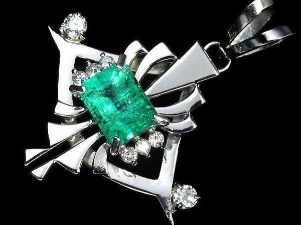 GL11201T【1円～】新品【RK宝石】≪Emerald≫ 極上エメラルド 大粒2.11ct 極上ダイヤモンド Pt900 高級ペンダントヘッド ネックレス ダイヤの画像1