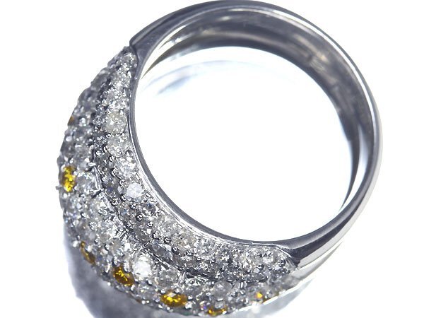 IKM10962SS【1円～】新品【RK宝石】《Diamond》豪華! 極上イエローダイヤ 極上クリアダイヤ 総計4.1ct! K18WG 超高級リング パヴェ ダイヤの画像4