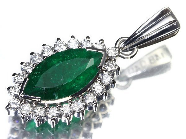 KO11215T【1円～】新品【RK宝石】≪Emerald≫ 上質エメラルド 大粒1.48ct!! 極上ダイヤモンド Pt900 高級ペンダントヘッド ネックレスの画像1