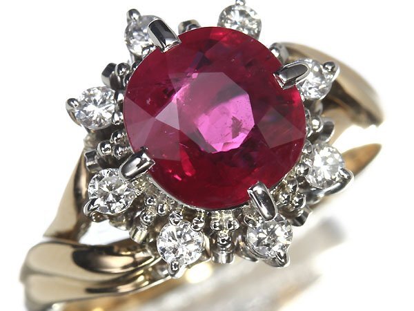 GL11162SS【1円～】新品【RK宝石】《Ruby》艶やかな輝き!! 天然ルビー 大粒1.58ct!! 極上ダイヤモンド Pt900 K18 高級リング ダイヤの画像2