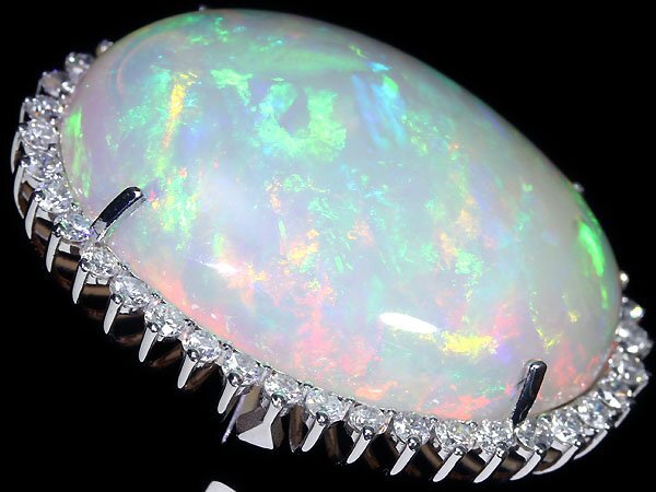 VUL11280I【1円～】新品【RK宝石】≪opal≫ 極上天然オパール 超特大38.4ct!! 極上ダイヤモンド 総計1.37ct K18WG 超高級リング ダイヤの画像5