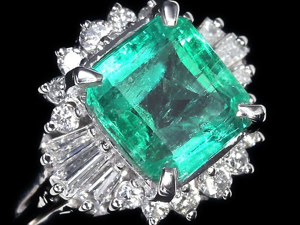 MM11283S【1円～】新品【RK宝石】≪Emerald≫ テリのある輝き!! 極上エメラルド 大粒1.47ct 極上ダイヤモンド Pt900 高級リング ダイヤの画像4