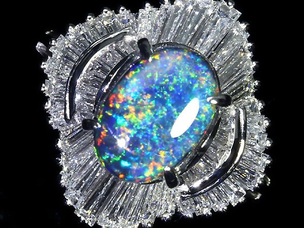 RL11303S【1円～】新品【RK宝石】≪opal≫ 豪華絢爛! 極上ブラックオパール 大粒1.12ct! 極上ダイヤモンド 1.11ct Pt900 高級リング ダイヤの画像3