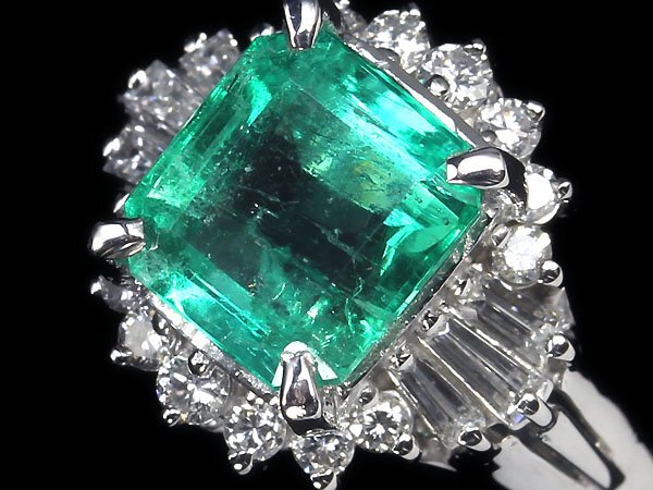 MM11283S【1円～】新品【RK宝石】≪Emerald≫ テリのある輝き!! 極上エメラルド 大粒1.47ct 極上ダイヤモンド Pt900 高級リング ダイヤの画像2