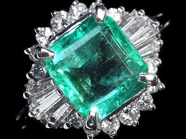 MM11283S【1円～】新品【RK宝石】≪Emerald≫ テリのある輝き!! 極上エメラルド 大粒1.47ct 極上ダイヤモンド Pt900 高級リング ダイヤの画像3