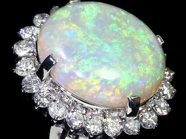 UV11301S【1円～】新品【RK宝石】≪opal≫ 豪華絢爛!! 極上オパール 大粒4.87ct!! 極上ダイヤモンド 総計0.79ct Pt850 高級リング ダイヤの画像4