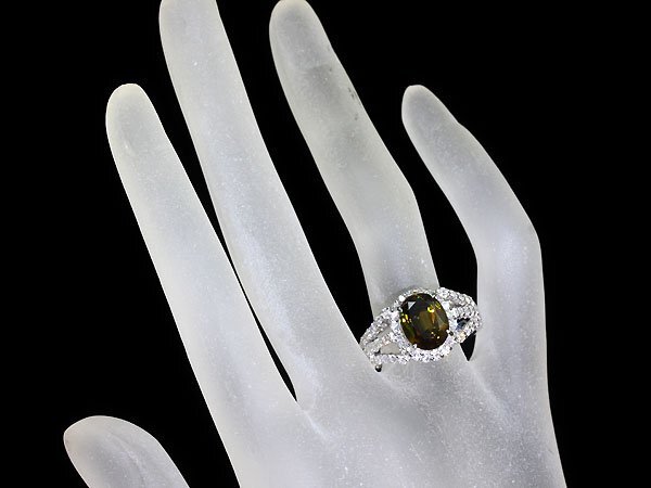 RR11302S【1円～】新品【RK宝石】《Sphene》極上スフェーン 大粒3.39ct!! 極上ダイヤモンド 総計0.67ct Pt900 高級リング ダイヤの画像6