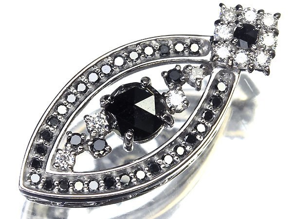 OR11236SS【1円～】新品【RK宝石】極上ブラックダイヤモンド 大粒0.64ct 脇石ブラックダイヤ クリアダイヤ K18WG 高級ペンダントヘッド_画像1