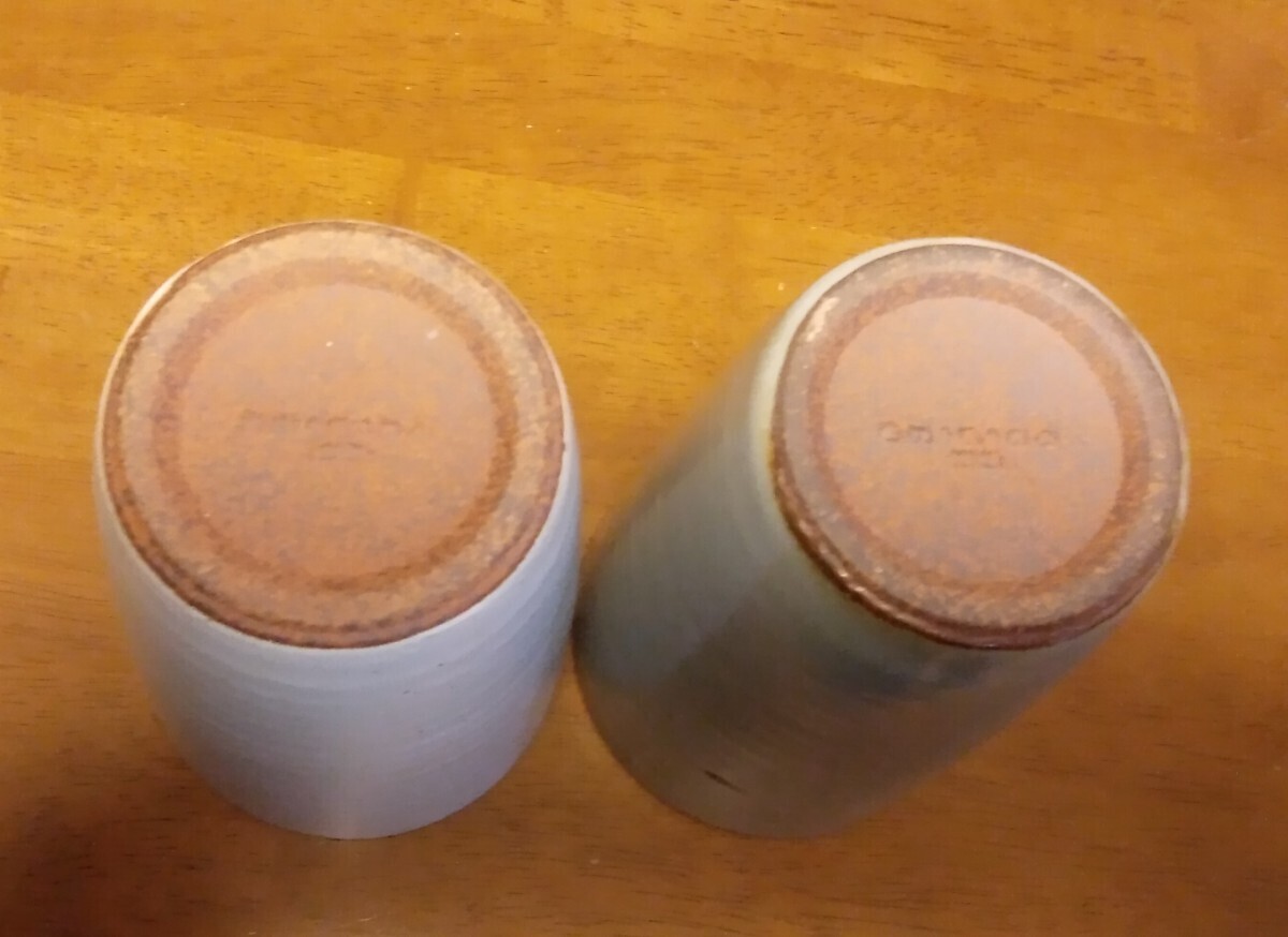 未使用　泡か消えない　素焼きグラス　タンブラー　ビールグラス　ペア　二個セット ビアカップ コップ 陶器