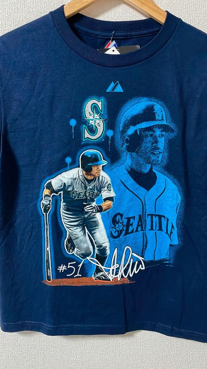 【イチロー マジェスティック プリントTシャツ M マリナーズ MLB ICHIRO Seattle Mariners】　