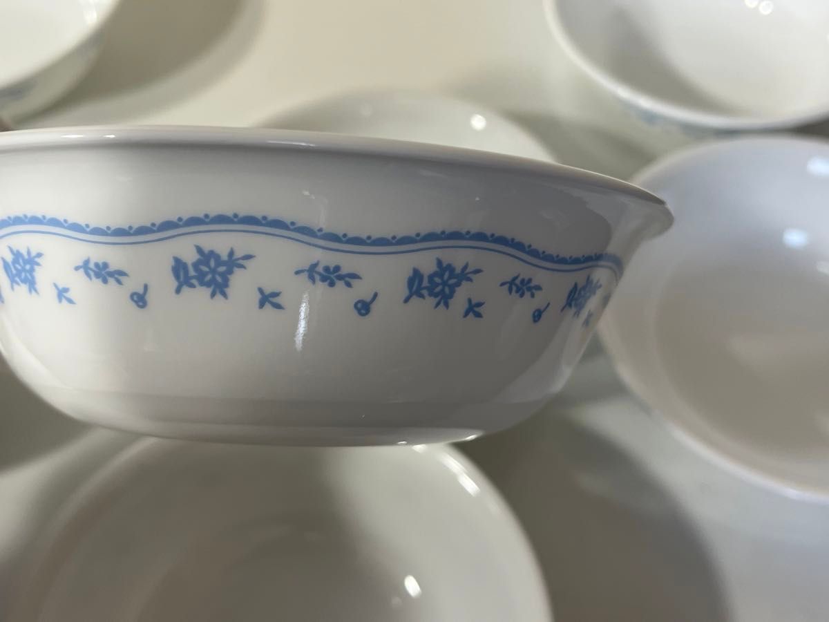コレール モーニングブルー 直径16cm サラダ 中鉢 スープ皿 陶器 食器 花柄