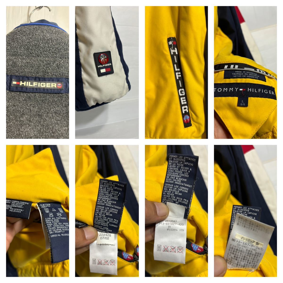 00's ヴィンテージ TOMMY HILFIGER トミーヒルフィガー　リバーシブル　黄ナイロン×墨黒フリース　ジャケット ジャンパー ジャンバー　L_画像2